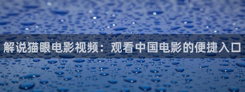 yy4080新视觉电影电视剧在线观看：解说猫眼电影视频：观看中国电影的便捷入口